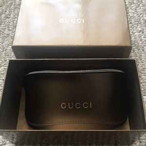 Gucci Gold Leather Case for Oversized Sunglasss